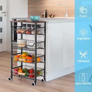 <span class=keywords><strong>Chariot</strong></span> de service utilitaire industriel <span class=keywords><strong>avec</strong></span> paniers coulissants pour le stockage des fruits paniers en maille support 5 niveaux <span class=keywords><strong>chariot</strong></span> chariots de stockage sur roulettes - Product Image 6