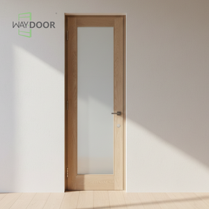 Portes d'entrée en bois de chêne acajou insonorisées originales modernes avec vitrage pour maisons, chambre à coucher, portes intérieures en bois massif simples - Product Image 4