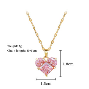 Collier tendance en acier inoxydable <span class=keywords><strong>de</strong></span> haute qualité, pendentif cœur en zircon <span class=keywords><strong>rose</strong></span>, cadeau <span class=keywords><strong>de</strong></span> la Saint-Valentin pour femmes et filles - Product Image 5