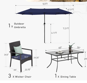 <strong>Patio</strong> Outdoor Table and Chairs <strong>Set</strong> with Umbrella Navy, <strong>Patio</strong> Dining <strong>Sets</strong> 7 Pieces <strong>Patio</strong> Table <strong>Set</strong> <strong>Clearance</strong> for Backyard - Product Image 6