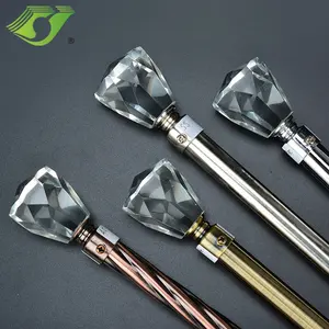 Stardeco various kind of fashion crystal finial curtain pole stainless steel curtain rod sets with accessories