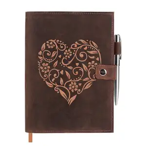 Cartão de couro feita à mão recarregável, vintage personalizado, suporte de cartão, diário, forro, notebook com suporte de caneta