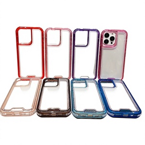 Étui de téléphone portable transparent 3-en-1 en TPU pour 17 Pro Max/16/15, <span class=keywords><strong>coque</strong></span> rigide antichoc <span class=keywords><strong>avec</strong></span> design pressé à chaud - Product Image 1