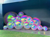 Boule miroir gonflable en PVC, sphères géantes, décoration de Noël, imperméable, multicolore, logo personnalisé, grand ballon brillant iridescent