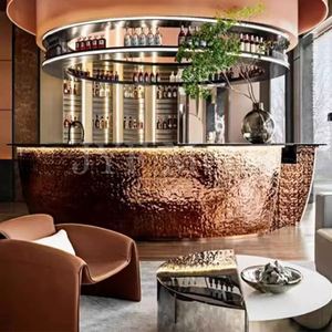 Comptoir de bar en acier inoxydable de style industriel EX616 pour projet de bar commercial, café, restaurant, fabrication sur mesure - Product Image 1