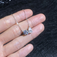 Collier ras de cou en moissanite Toi et Moi, bijoux pour homme et femme, tendance, délicat, rond, taille poire, 2 carats, VVS, pour la Saint-Valentin