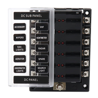 Boîtier de fusibles automobile 12 voies avec indicateur LED de fusible soufflé 180 °   Supports de couvercle rotatifs pour disjoncteurs de type fusible DC 32V