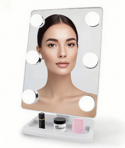 MEJ-escritorio portátil giratorio de 360 grados, 6 bombillas LED, espejo cosmético personalizado - Product Image 3