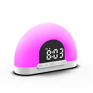 2024 New Color Changing Digital Desk Alarm Clock Smart Sunrise Sunset Sunlight Wake Up Light