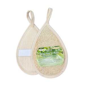 Éponge de bain à double texture en loofah et coton, exfoliant ovale durable, KB Eco Life 100% naturel - Product Image 6