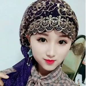 2023 New Design Simulated <b>Silk</b> Rhinestone Printed Long-Tail Double-Tie Scarf Elastic Silky <b>Head</b> <b>Wrap</b> Hat - Product Image 5