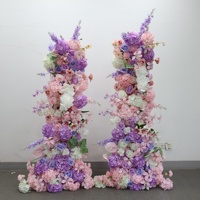 Arrangements floraux artificiels pour mariage rose, violet et blanc, ensemble de fleurs d'hortensia artificielles pour la décoration de la scène de mariage et la décoration de table