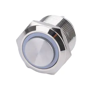 New 19mm High Quality Latching Switch ON-OFF Button Light Silver Ring LED Switch Connector Led Push Button