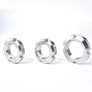 Factory Price A2-70 A2-80 304 316 Stainless Steel Plain Polished Slotted Round Nut DIN1804