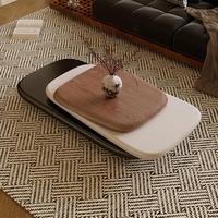 Meubles de salon JINS rotatifs en forme de galet avec design en MDF Table basse de thé moderne de luxe en bois de noyer