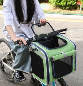 애완동물 자전거 캐리어 가방 접이식 소형 애완동물 고양이 캐리어 강아지 바구니 대용량 통기성 애완동물 외출용 캐리어 가방 - Product Image 1