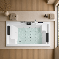 Baignoire balnéo rectangulaire en acrylique pour deux personnes, encastrable, avec robinet de pont, jets multiples et appui-tête, 71 pouces