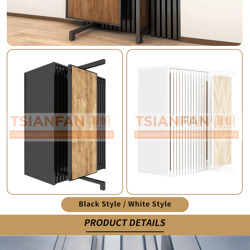 Customized Flooring Display Racks For Sale Tile Sliding Rack Rotate Wood Floor Metal Rack Wooden Flooring Display Stand Showroom