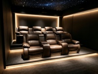 Elektrischer Relaxsessel für Heimkino, Modulares Rindsleder-Kinosofa-Set mit Getränkehalter und USB-Anschluss für Private Kinoräume