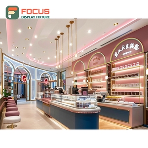 Vitrina Moderna para Café con Frente de Vidrio Templado, Área de Exhibición de Granos de Café, Mueble para Mercancía de Cafetería - Product Image 4