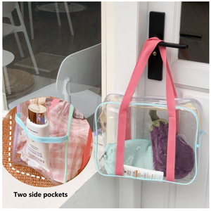 Custom Clear PVC Tote <b>Bag</b> High Quality Stadium Approved Transparent Travel Toiletry <b>Bag</b> Promotional Gift <b>Bag</b> With <b>Side</b> Pockets - Product Image 4