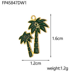 Bouquet d'oasis du désert | Pendentifs à breloque en acier inoxydable plaqué or PVD 18 carats pour la fabrication de bijoux à bricoler soi-même | Imperméable et hypoallergénique - Product Image 5