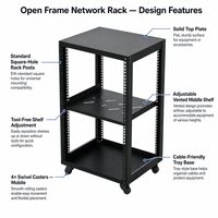 Baie de serveur à cadre ouvert 4 poteaux, rack pour équipement réseau en acier laminé à froid 19 pouces, hauteur U personnalisée, plans d'usine