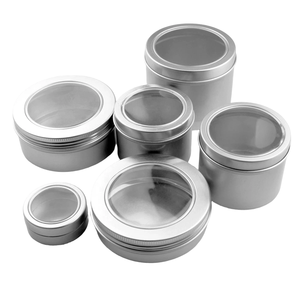 Frascos de crema de aluminio redondos vacíos directos de fábrica <span class=keywords><strong>25g</strong></span> 60g 100g 150g 180g latas con tapa de ventana transparente para almacenamiento de té - Product Image 1