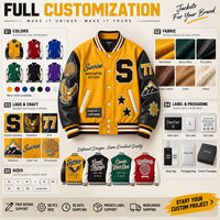 Veste universitaire OEM en chenille épaisse brodée, personnalisée avec patch 3D en relief, veste de baseball en laine avec manches en cuir