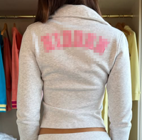 Ensemble de survêtement décontracté Y2K pour femme, 2 pièces, veste courte zippée à col montant avec logo brodé et pantalon de survêtement large