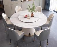 Ensemble rond de table à manger en marbre de luxe, extensible et pliable, 6 places, meubles rectangulaires en métal peu encombrants