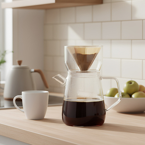 Emode 600ml – Ensemble de cafetière à filtre <span class=keywords><strong>design</strong></span> européen avec <span class=keywords><strong>carafe</strong></span> en verre borosilicate, filtre réutilisable, portable pour usage en café - Product Image 3