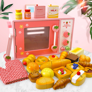 Jouets de coupe de cuisinière, jeu de rôle de Simulation de cuisine, four à pain en <span class=keywords><strong>bois</strong></span> rose, <span class=keywords><strong>jouet</strong></span> pour enfants, cadeau - Product Image 5