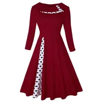 Vintage Red Wine Polka Dot Dresses for Women