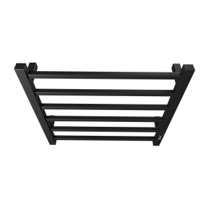 Calentador de toallas eléctrico de 6 barras, negro mate, de pared, con enchufe, para baño, con temporizador, para hoteles - Product Image 3
