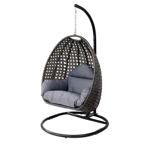 Egg Shape Patio Wicker Furniture Outdoor Garden Rattan Hanging Basket Rocking Swing Chair