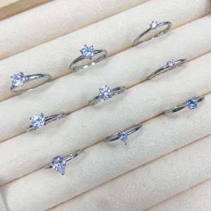 क्यूक्स कस्टम लक्जरी अच्छे गहने 925 चांदी की सफेद जिरकॉन छल्ले महिला पार्टी शादी बैंड उपहार - Product Image 3