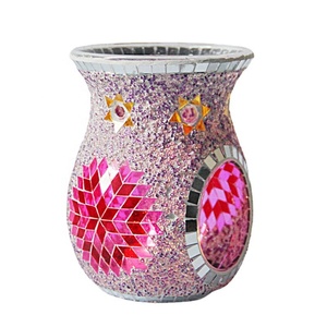 Brûleur à huile essentielle en verre mosaïque fabriqué à <span class=keywords><strong>Marrakech</strong></span>, chauffe-cire pour bougies parfumées, chauffe-cire pour huiles essentielles - Product Image 4