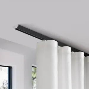 Riel en forma de V de aluminio para techo moderno al por mayor, Riel de cortina en forma de V con pliegue ondulado lateral montado en la parte superior
