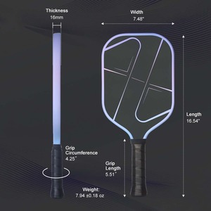 Pala de Pickleball Azgairit Reactor Explosive Power Elongated Player Boom con Núcleo de Titanio de 16 mm de Grosor y Fibra de Carbono - Product Image 6