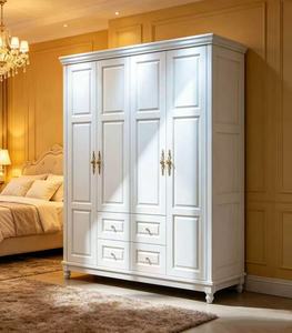 Traditional <b>White</b> Wardrobe with Raised Panel Doors and Brass Handles, 2 Drawers, Freestanding Bedroom <b>Storage</b> <b>Cabinet</b> - Product Image 5
