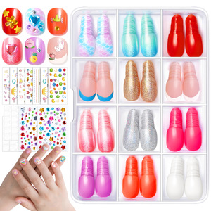 Lot de 288 kits de nail art DIY pour enfants, 12 styles, <span class=keywords><strong>faux</strong></span> <span class=keywords><strong>ongles</strong></span> pour enfants avec autocollants et strass, ensemble d'<span class=keywords><strong>ongles</strong></span> à presser pour filles - Product Image 1