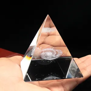 Hot Selling Fengshui Crystal Pyramid with Galaxy Engraving