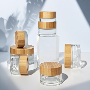 Custom Printed Frosted 50g Cosmetic Jar Bamboo Body Butter Cream Glass Jar with Bamboo Lid - Product Image 3
