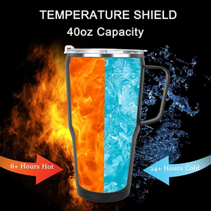 40oz Stainless Steel Tumbler With Handle And Straw Vacuum Insulated Travel <b>Mug</b> Minimalist Design White <b>Box</b> Packaging - Product Image 3