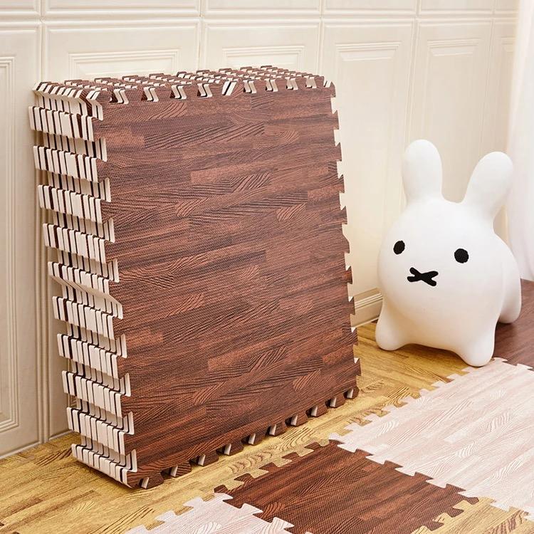 Puzzle Mat Non-Slip Interlocking Printing Wood Grain Puzzle Mat Waterproof Puzzle Carpet Floor Mat  for Wholesale