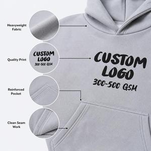 Sweat à capuche gris chiné premium épais avec support pour logo personnalisé et tissu de 300 à 500 GSM pour collections de marques streetwear - Product Image 5