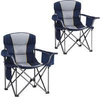 Chaise de camping pliante en aluminium robuste avec dossier haut et accoudoirs rembourrés, capacité de 350 lb, avec porte-gobelet, pour l'extérieur, le jardin, la salle de sport et l'hôtel