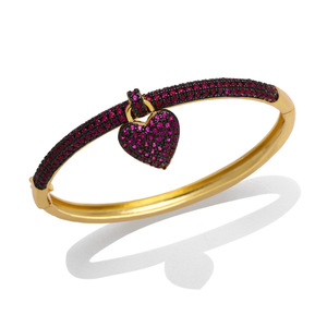 <strong>Gelang</strong> Jantung Elegant Gold Color Heart Pendant <strong>Bangle</strong> Jewelry Romantic Wedding Gift Wholesale Crystal Zircon Bracelets - Product Image 5