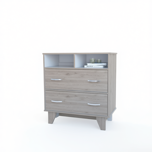Commode à 2 tiroirs Aaron gris clair, meuble de rangement moderne pour chambre à coucher - Product Image 1